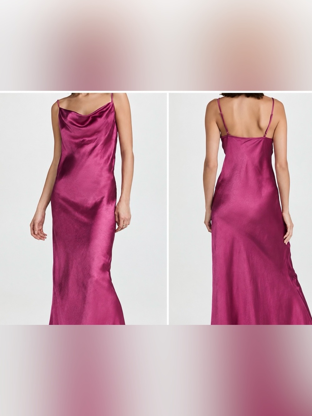 Endless Rose Satin Midi Slip Dress Cowl Neck Bridal Wedding 90’s Y2K Hot Pink M
